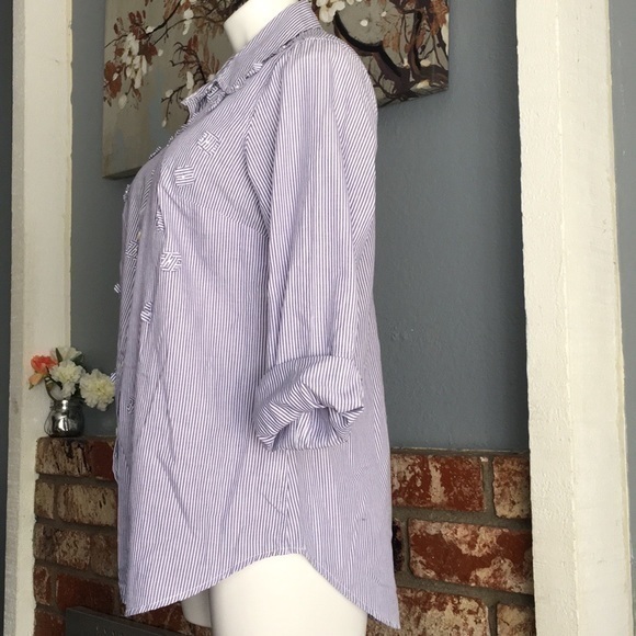a.n.d ea wy striped buttonfront shirt size L - Picture 3 of 9